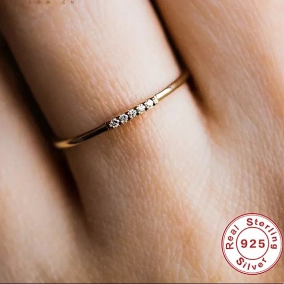 Jewelry - Micro Pave Zircon Crystal Thin Ring